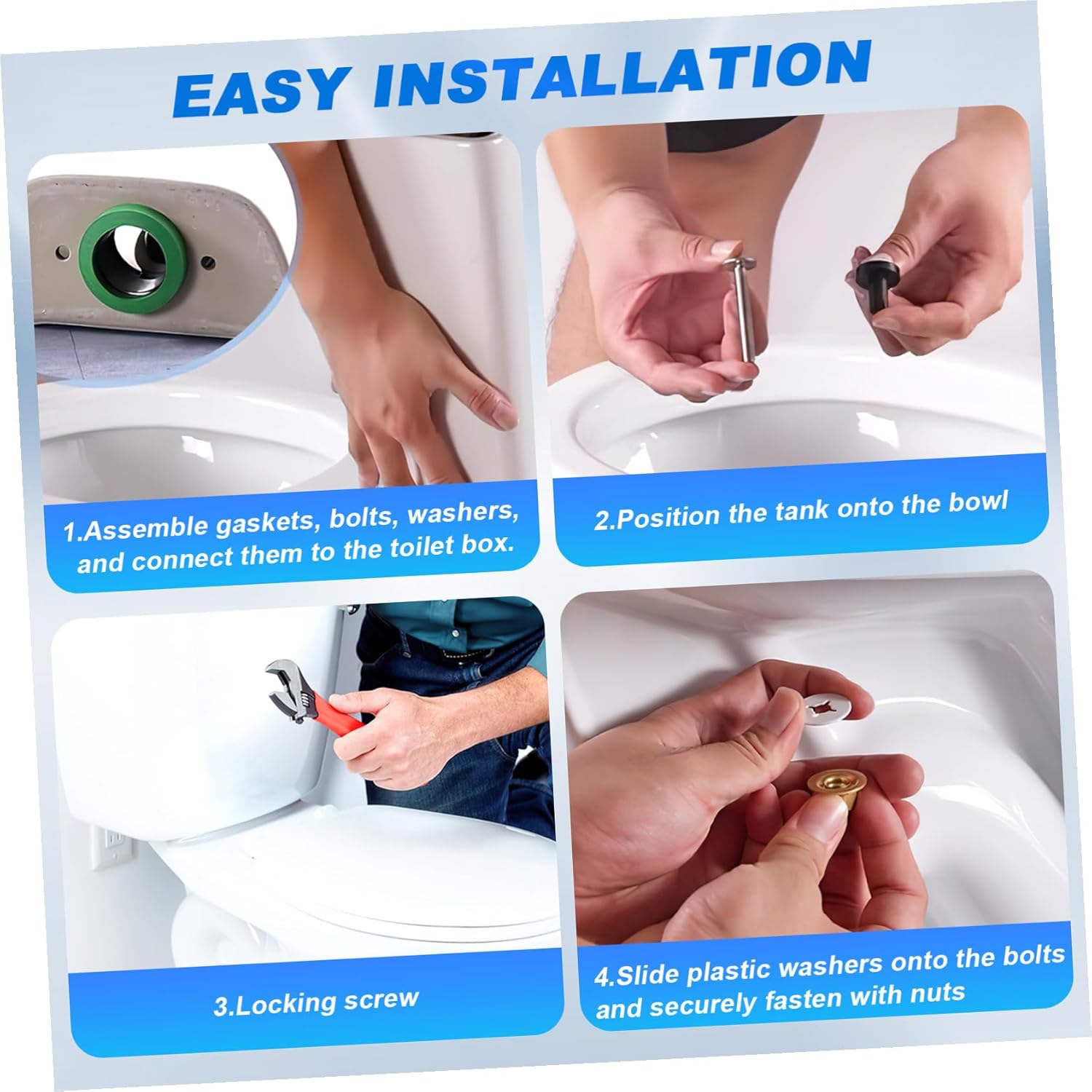 Kit Joint de Réservoir Wc Étanche Nbr Résistant Accessoires Plomberie pour Réparation Chasse Eau Joint Montage Fiable Entre Cuvette et Réservoir - 3