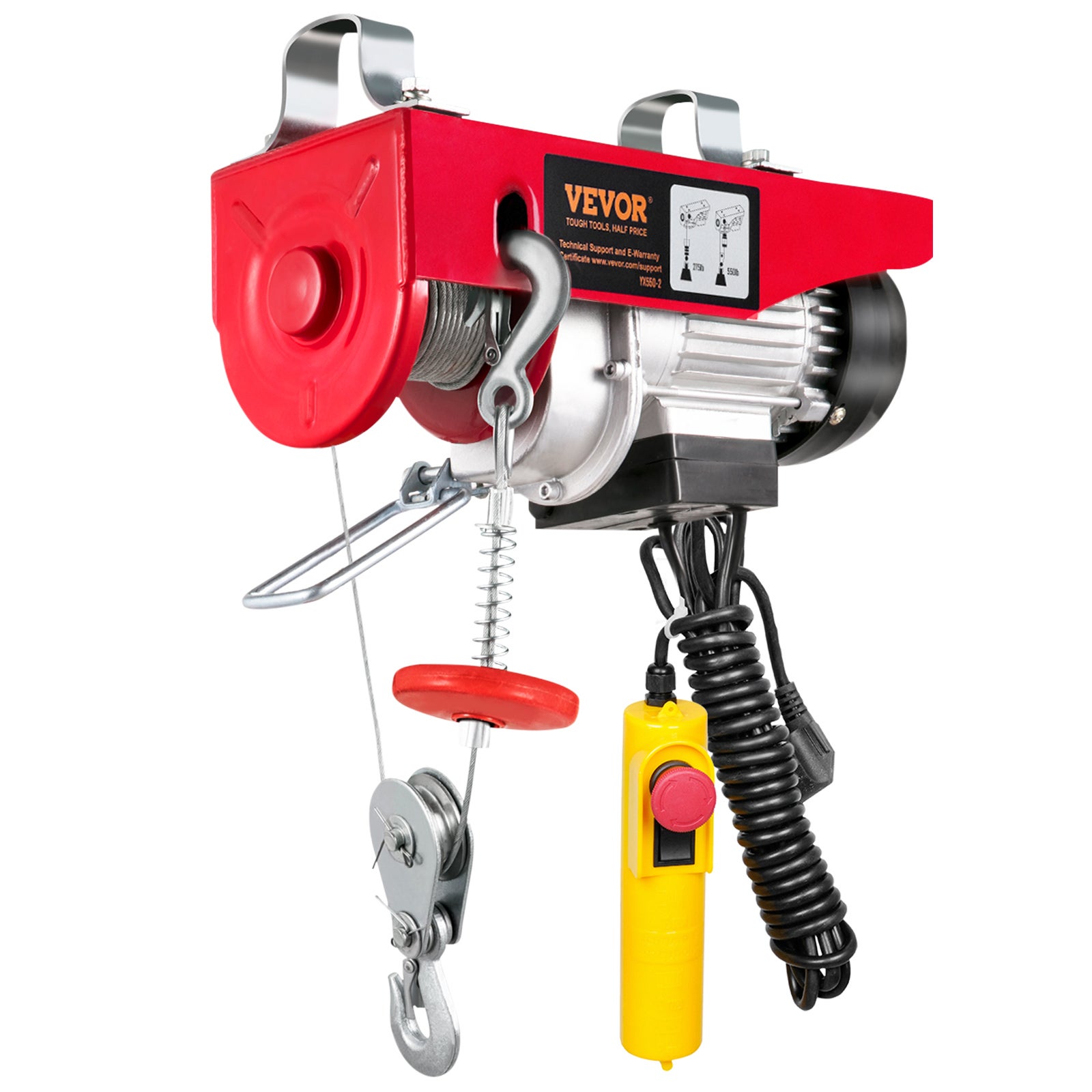 Talha elétrica SucceBuy com cabo de aço 250 kg, motor 510 W, comando com fio 4 m, elevação 12 m, para garagem e oficina - 8