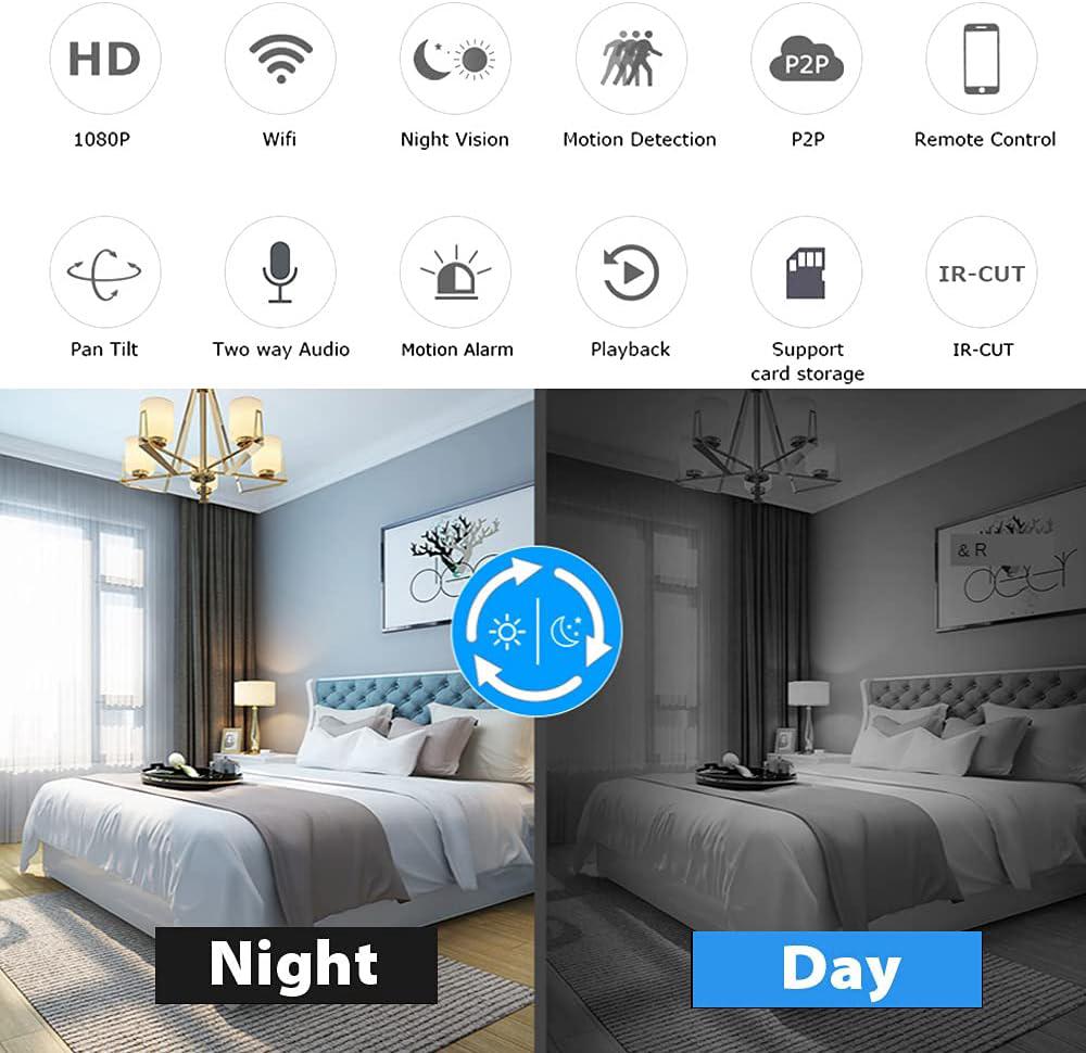 Caméra Surveillance WiFi Intérieur,Caméra WiFi pour Bébé Animal Domestique 1080p Intelligente pour Détection de Mouvement avec Vision Nocturne - 2
