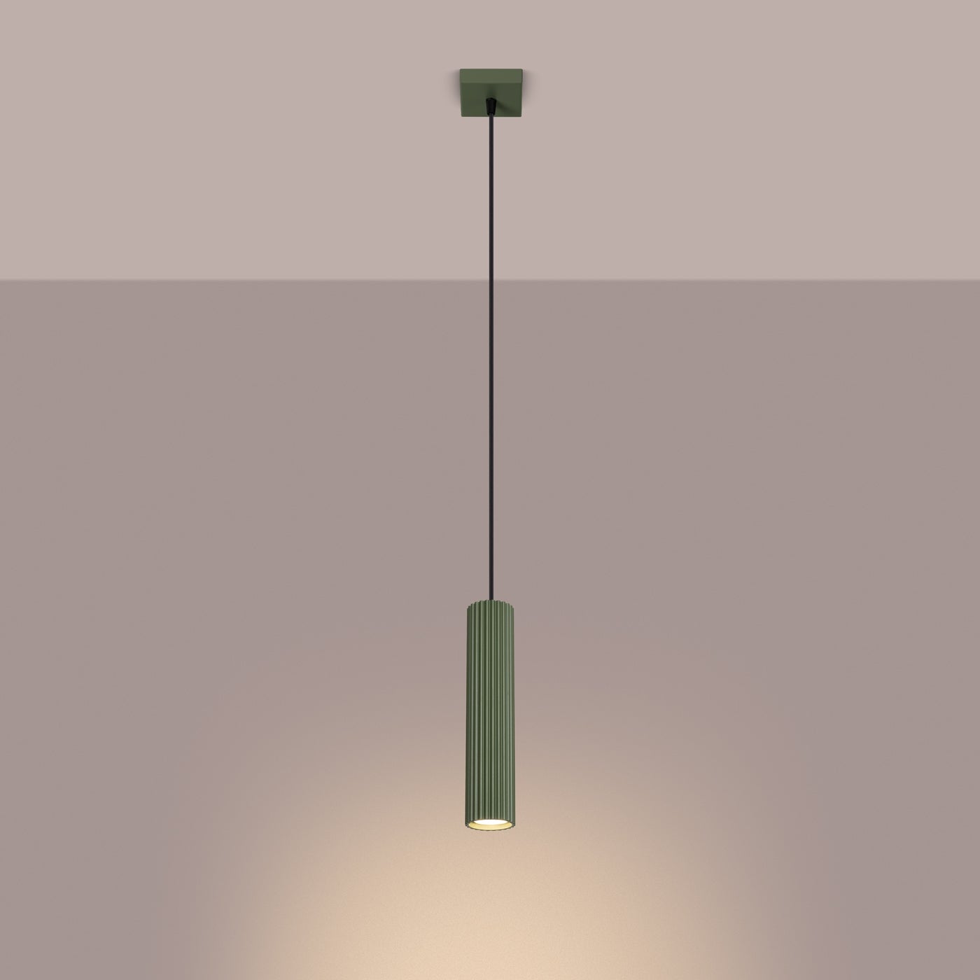 Lampa wisząca GLOOW 1 zielony oliwkowy LED 3000K - 8x8x118cm Sollux