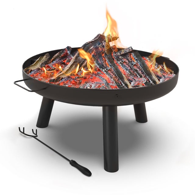 Brasero Exterieur en Metal avec Grille Tisonnier diametre 60cm noir VOUNOT®