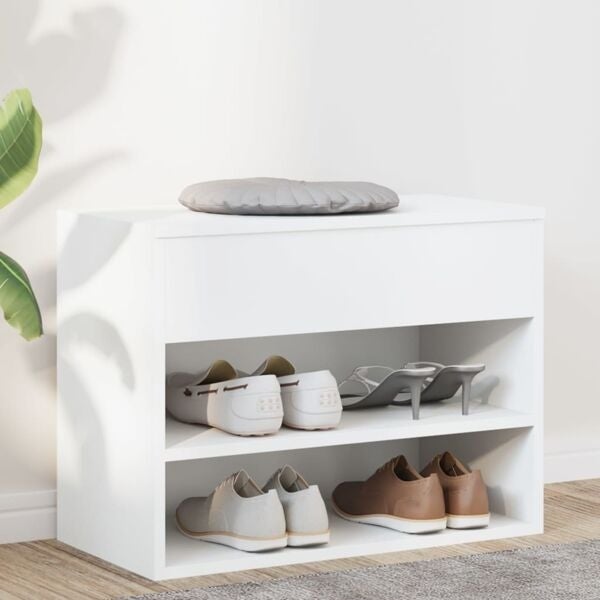 VidaXL Ławka na buty biała 60x30x45 cm Drewno konstrukcyjne