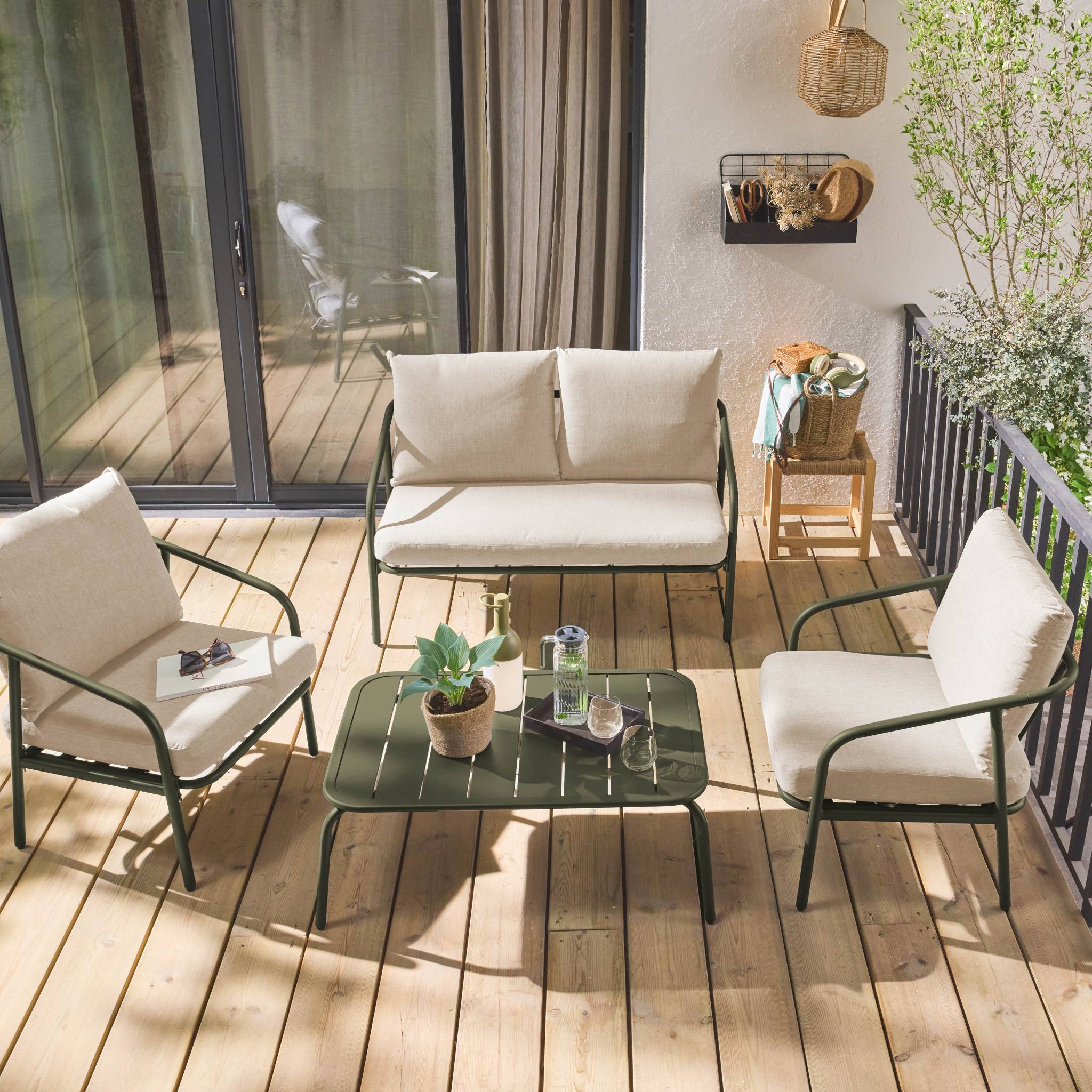 Salon de jardin en Acier Beige 4 personnes - 2