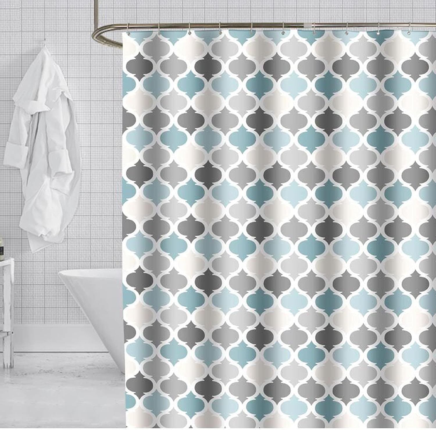 Rideau Douche Tissu 180x180, Rideau De Douche Anti Moisissure Impermeable Lavable Rideau Douche Blanc Avec 12 Crochets Pour Baignoire Et Salle De 91910789