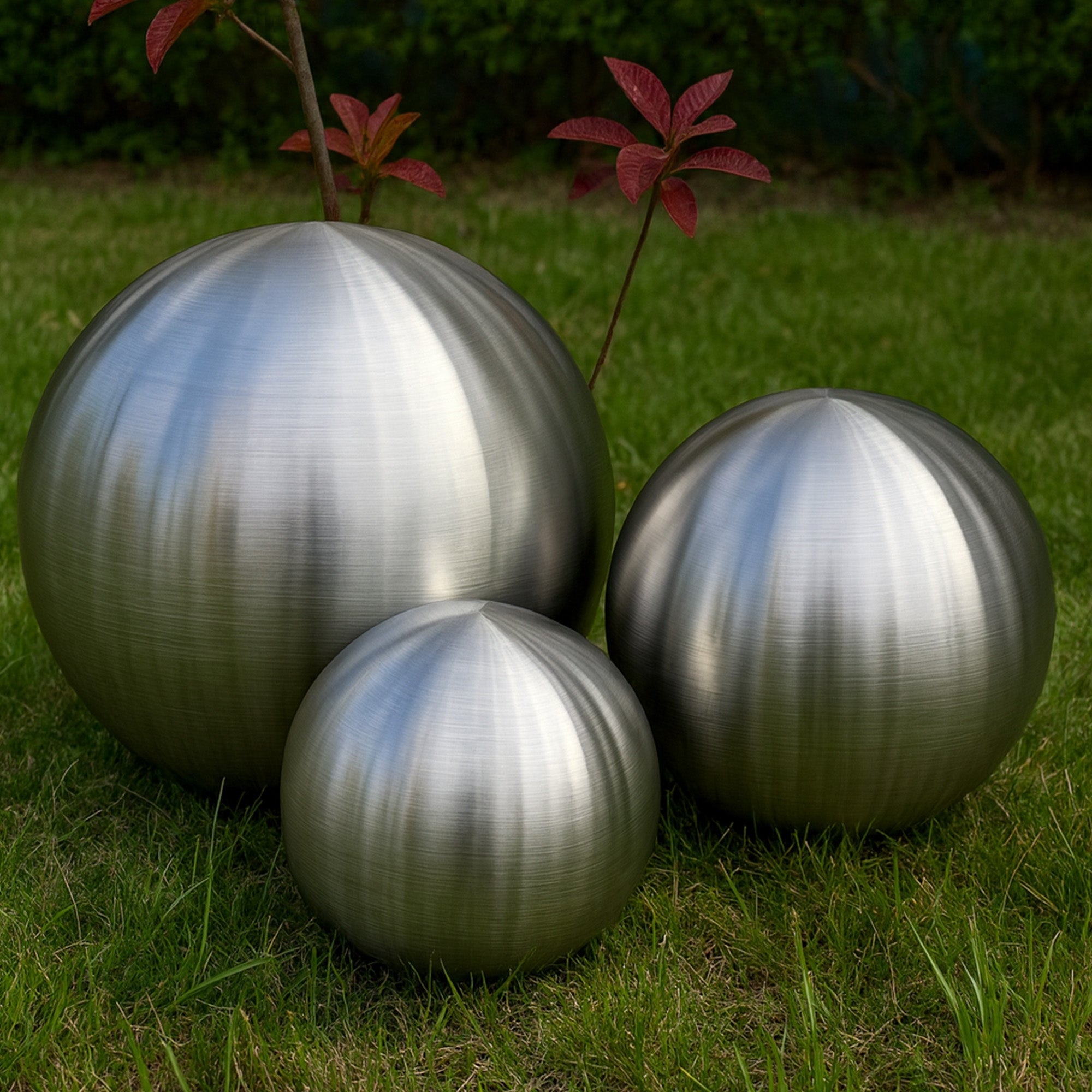 Köhko zestaw 3 kul ze stali nierdzewnej Ø 18-24-28 cm kula dekoracyjna wykonana ze szczotkowanej matowej stali nierdzewnej