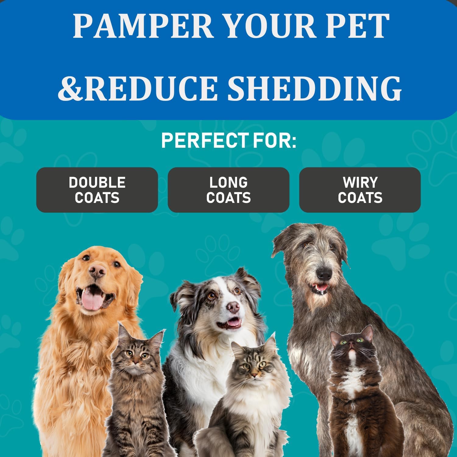 Brosse pour chien, réduit la perte de poils, outil de démêlage double face, râteau à sous-poil pour chien, brosses pour chat, brosses pour chiens et c - 4
