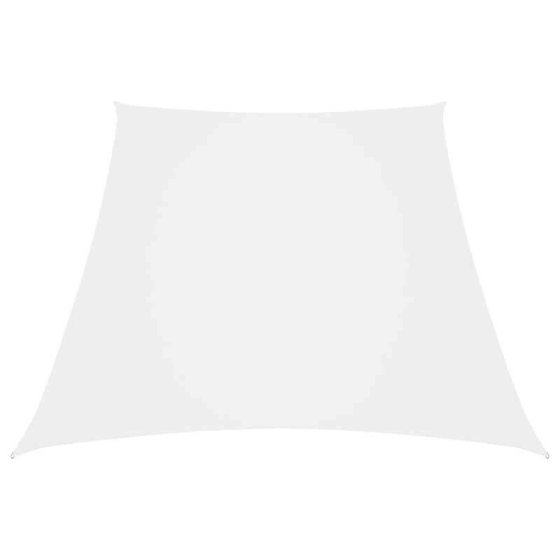 Żagiel przeciwsłoneczny trapezowy z białej tkaniny Oxford, 4/5 x 3 m