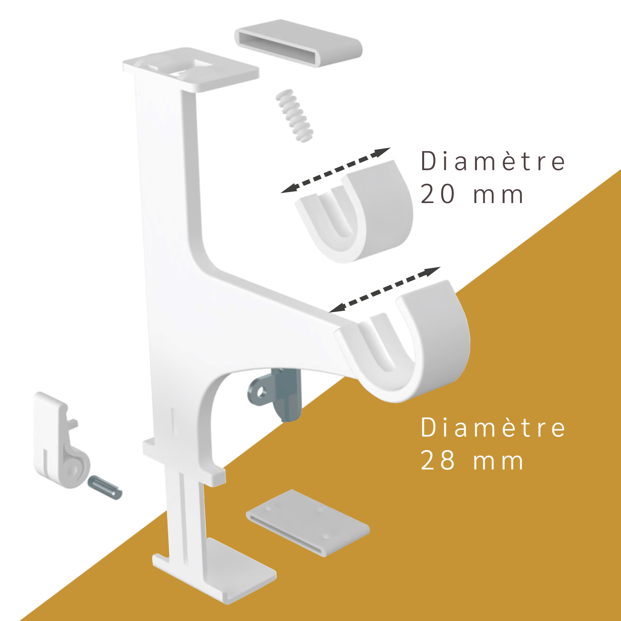 Kit de 2 supports sans perçage blancs pour tringle à rideaux spécial volet roulant - 4