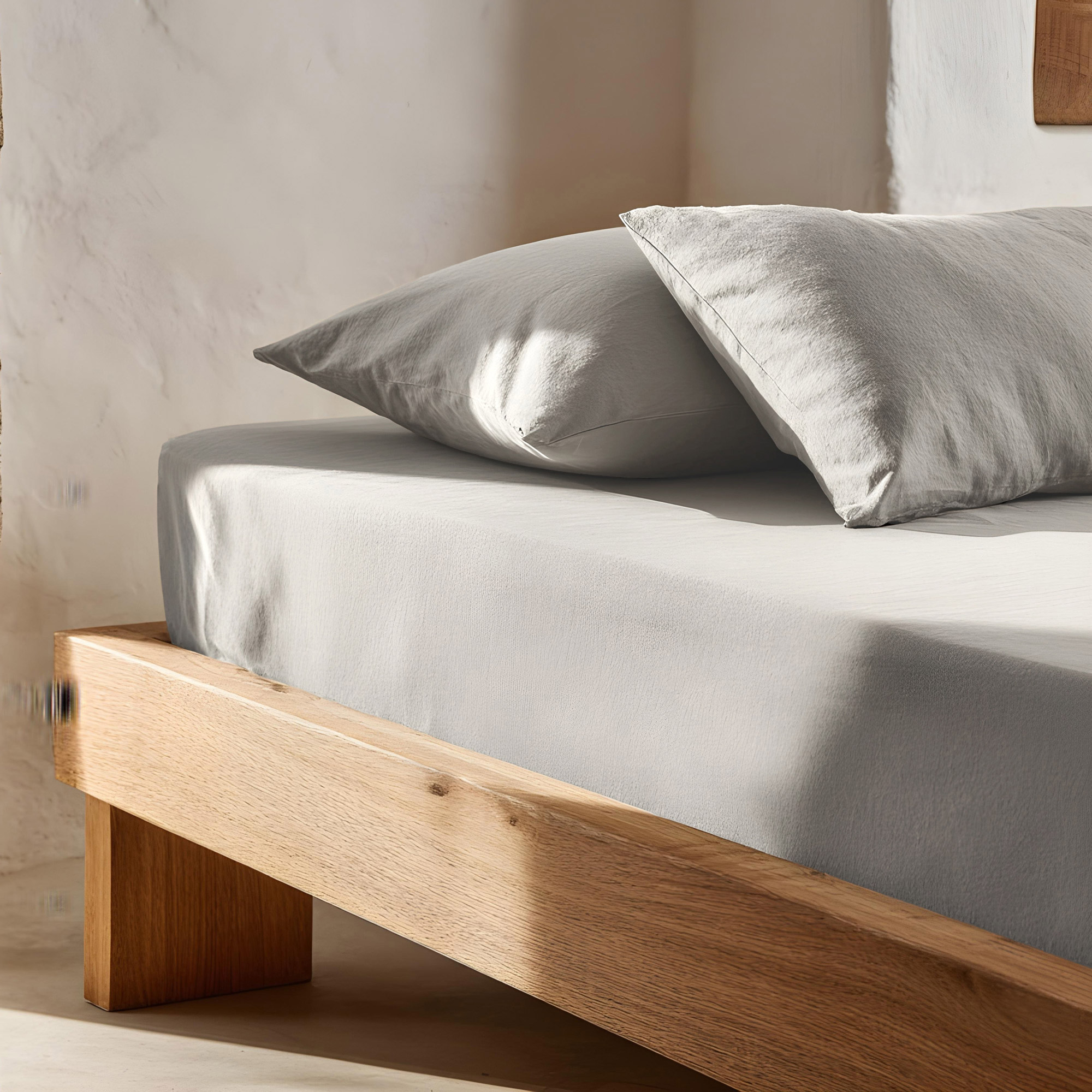 Drap-housse 120x200x30 cm 100% coton respirant réglable coloris Gris Clair - 2