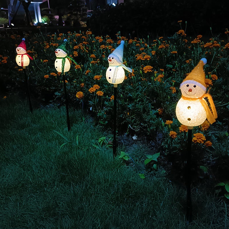 Zestaw 4 lampek choinkowych zasilanych energią słoneczną z palikiem w kształcie bałwana, wodoodporne lampki choinkowe do ogrodu, dekoracje świąteczne - 5