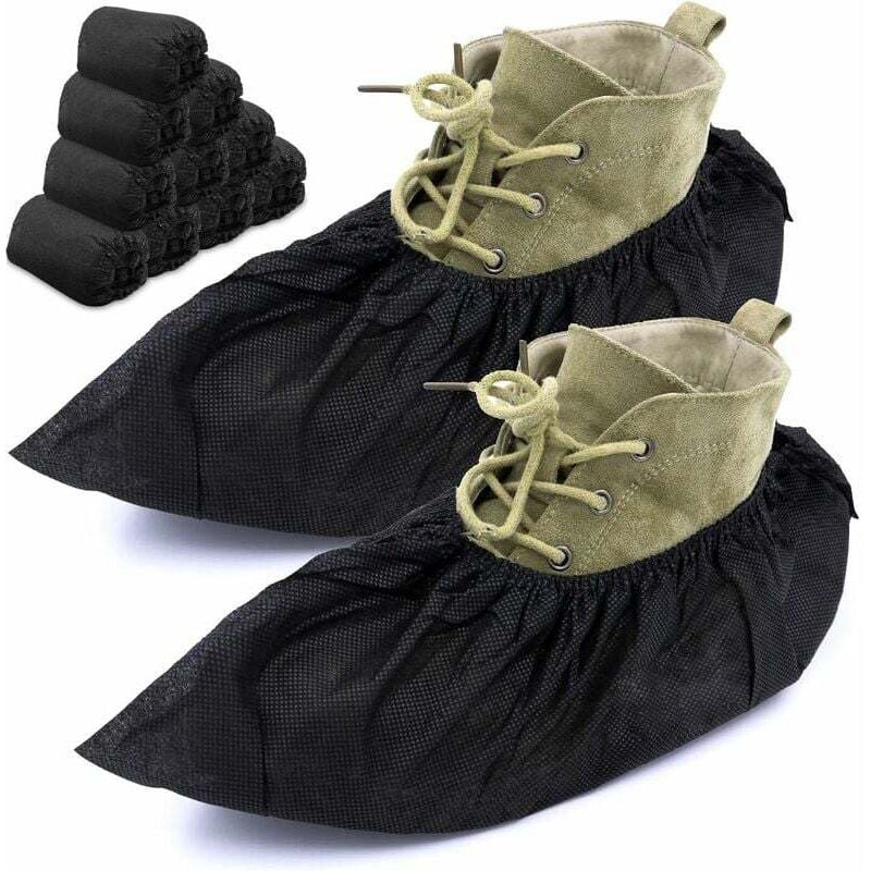 Ochraniacze na buty robocze, 100 sztuk, stylowe, czarne, jeden rozmiar, trwałe, antypoślizgowe (czarne)