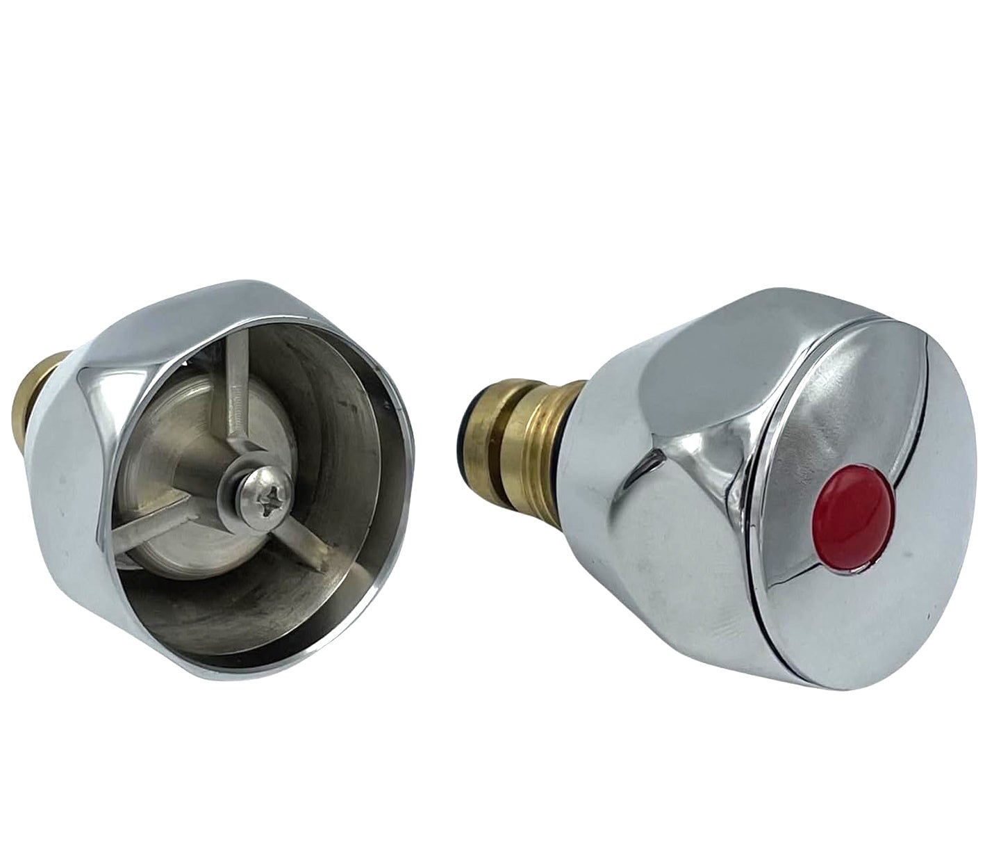 Tête de robinet, cartouche et croisillon, 1/2'' Kit de rénovation de robinet d’eau chaude et froide en métal chromé rouge et bleu - Lot de 2 - 2