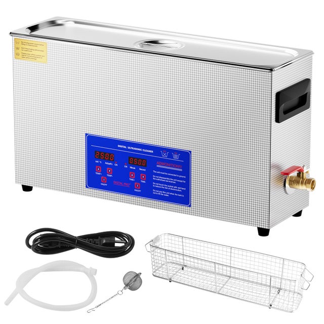 Nettoyeur à ultrasons 10L,SucceBuy machine nettoyage numérique 300W avec chauffage et minuterie,40 kHz pour pièces d'armes à feu,balles
