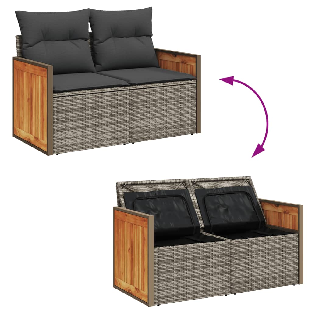 Salon bas de jardin en Rattan synthétique Gris 2 personnes - 7