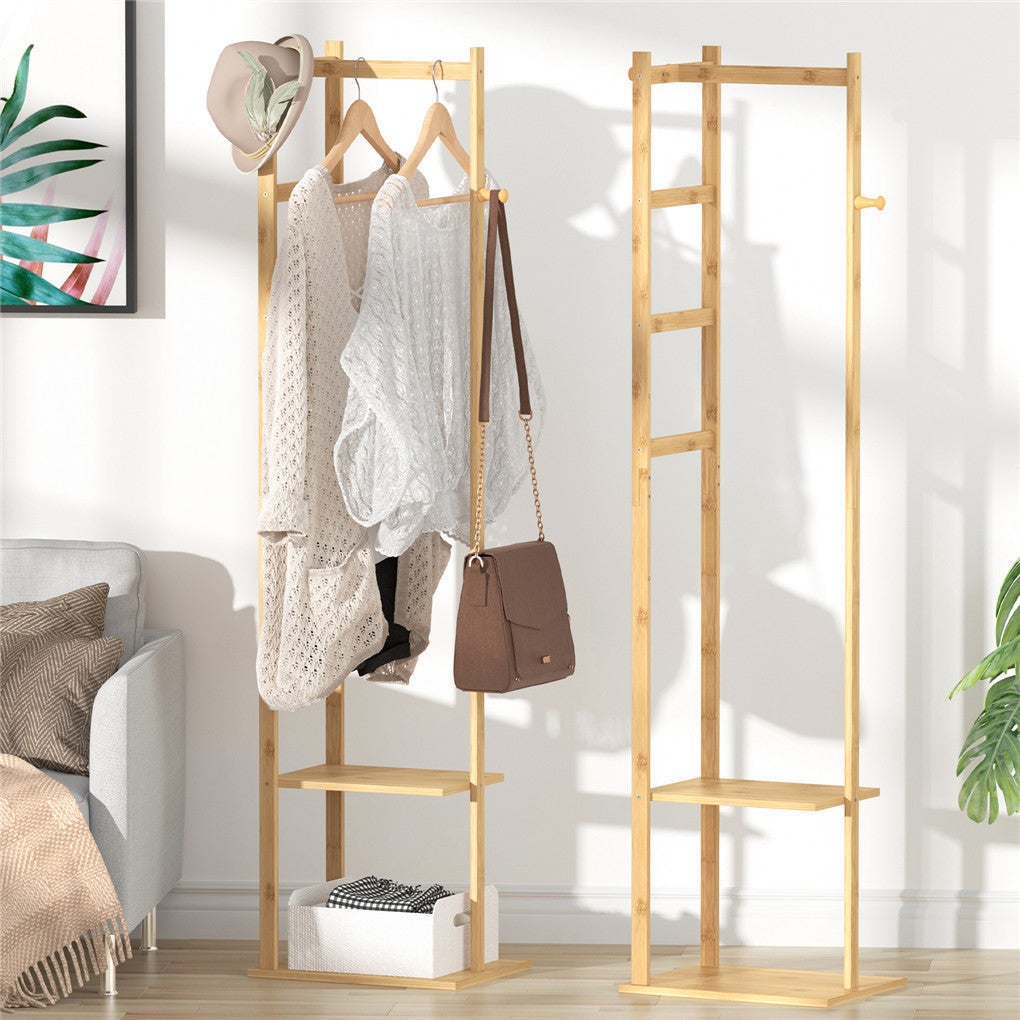 Porte-Manteau Sur Pieds en Bambou, 155 x 38 x 30cm, Charge max 35kg Pour Maison Chambre Salon - 2
