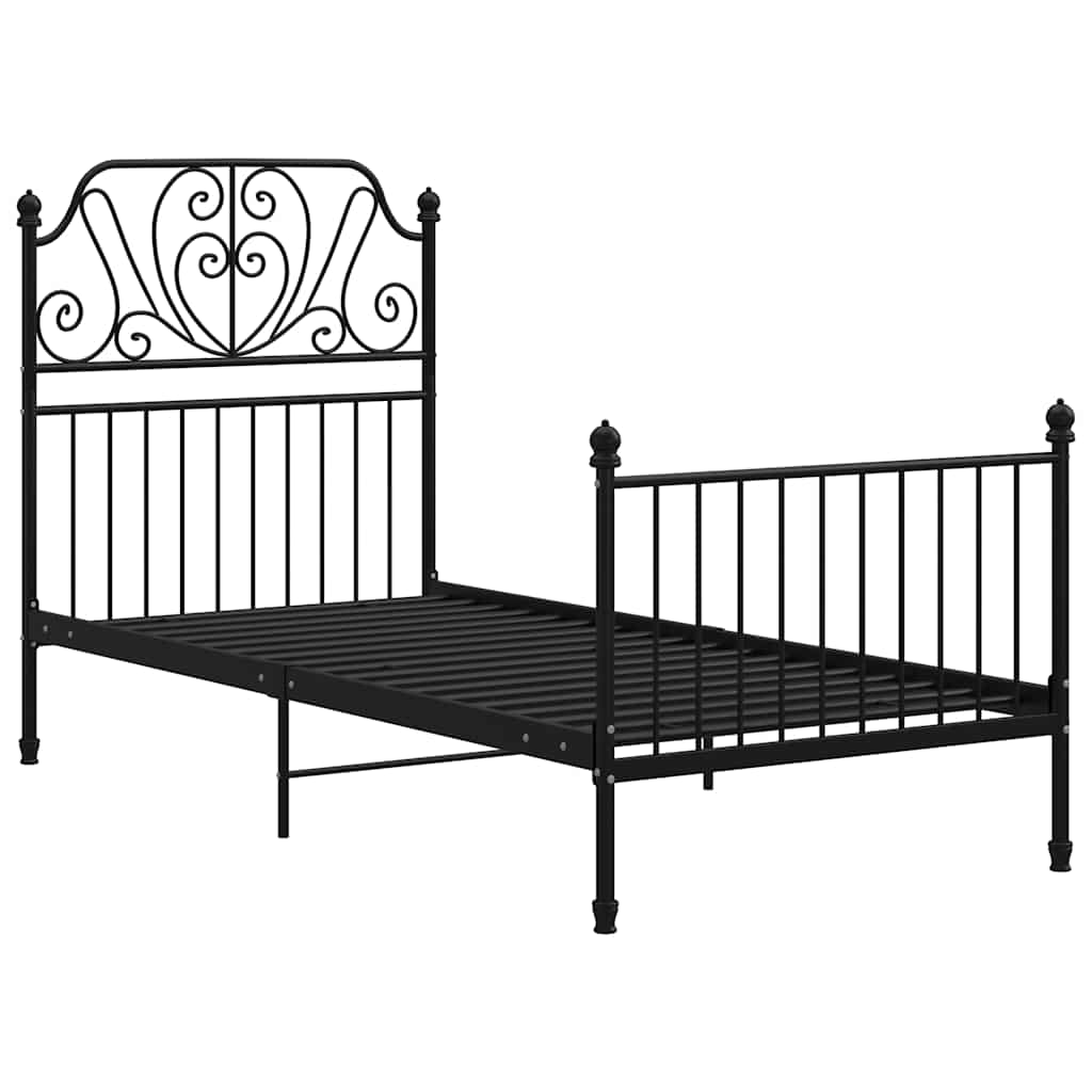 Łóżko Metalowe Czarne Rama Łóżka Ze Stelażem Do Sypialni Pokoju 90 x 200 cm