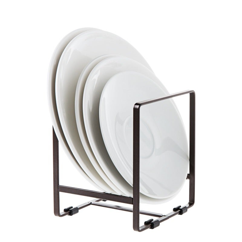 4 estantes negros para platos y tablas: organizador de cocina de metal - 3