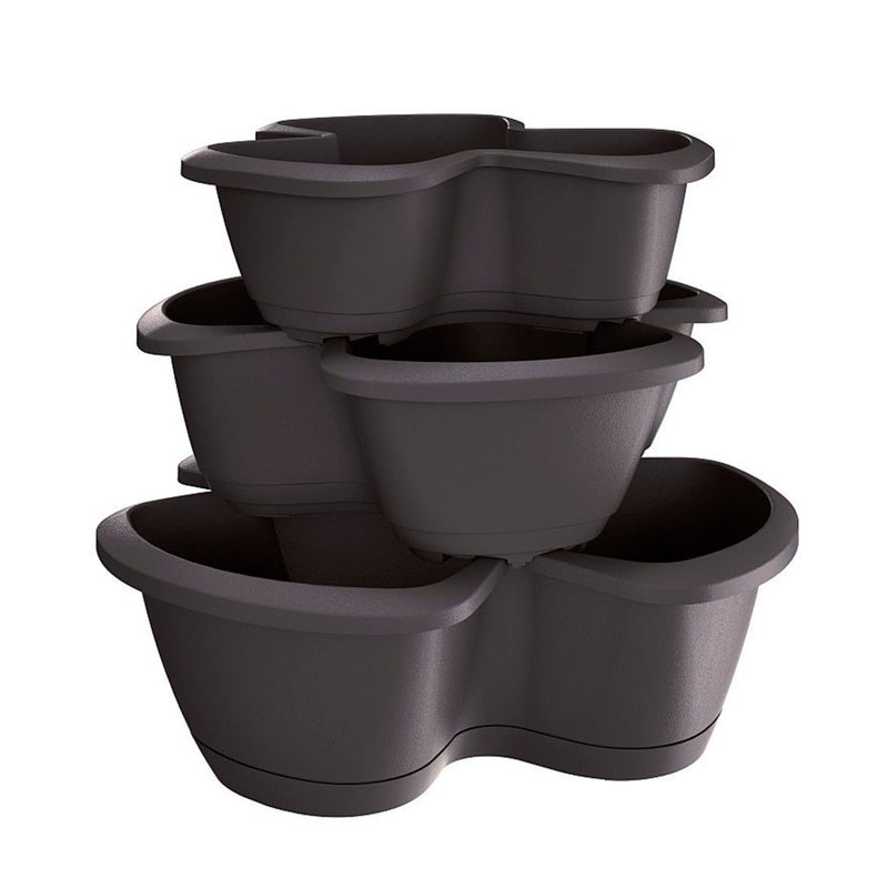 Ogród wertykalny doniczka kaskadowa stojąca potrójna do ziół antracyt