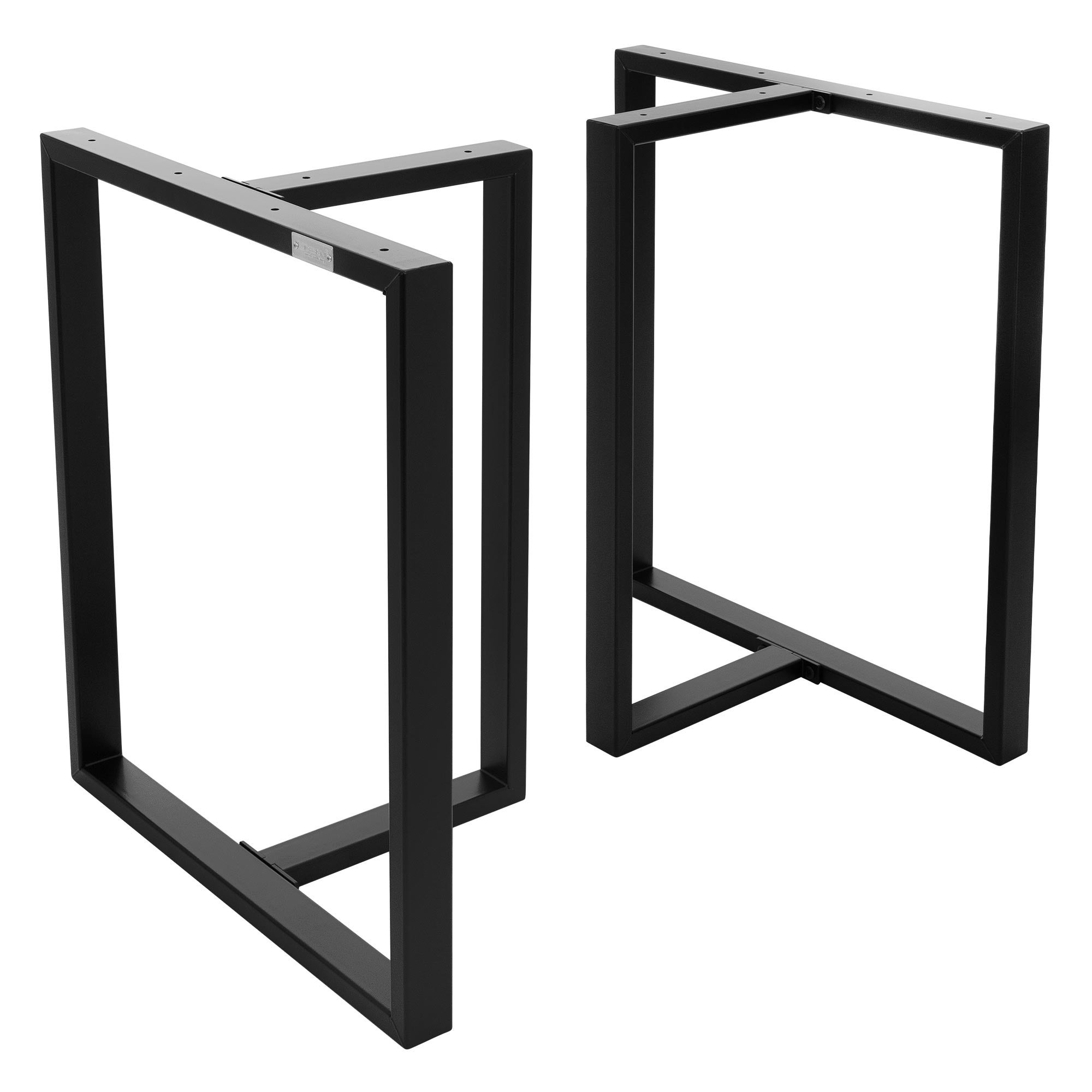 ML-Design zestaw 2 podstaw T W60xH72 cm metalowe czarne przemysłowe z ochroną podłogi do stołów jadalnych i biurek wzornictwo industrialne