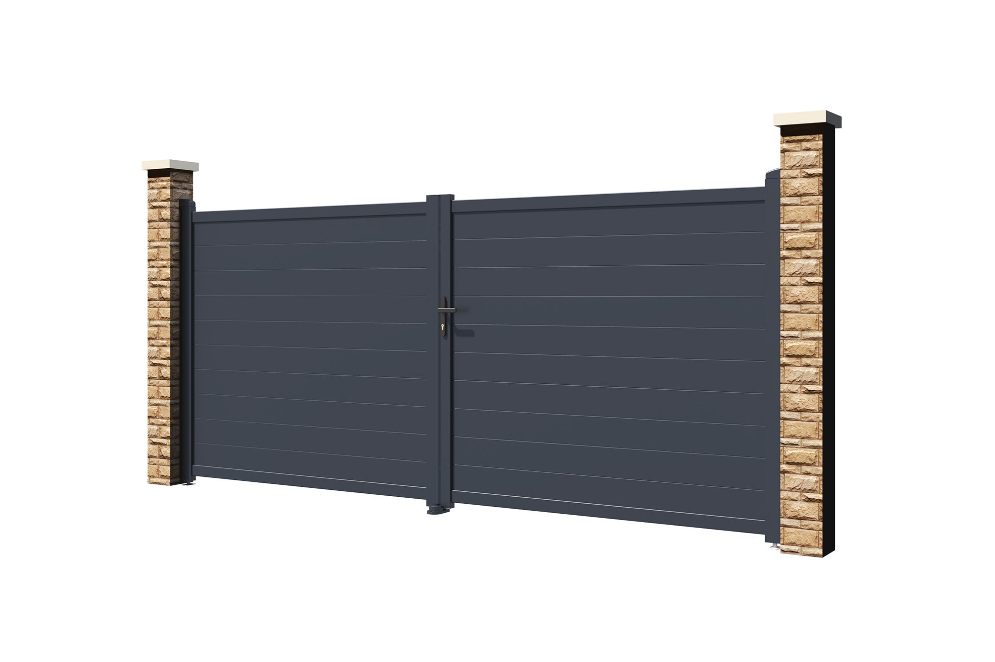 Portail battant 4m EIGER H.180cm aluminium gris - 9