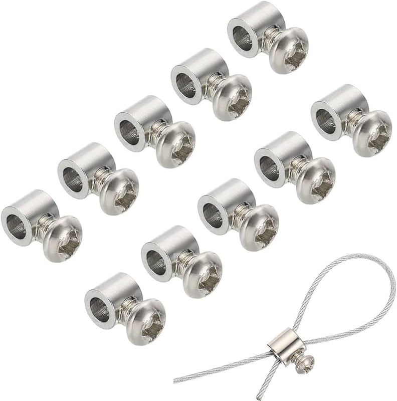 Metalowy klips kablowy, zacisk kablowy z pojedynczym otworem, blokowany do akcesoriów kablowych, 6 x 6 x 6 mm, srebrny, 10 szt.