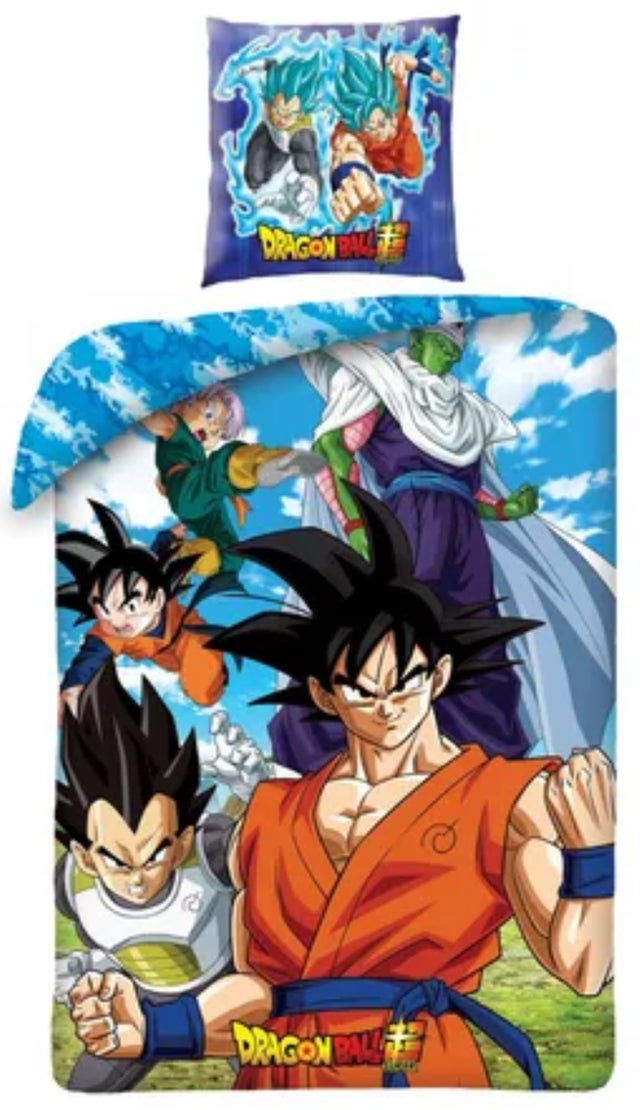 Dragon Ball - Parure de Lit Enfant Réversible Goku Aventure - Housse de Couette 140x200 Taie 63x63 cm