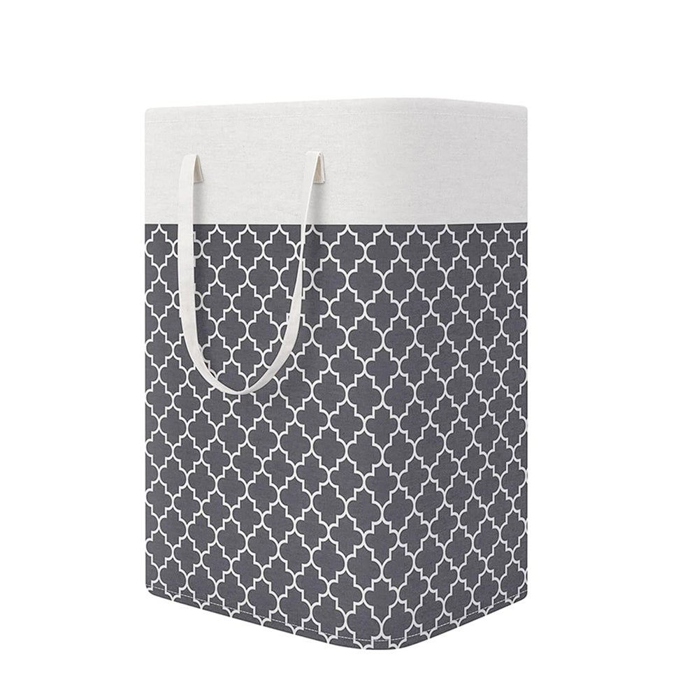 Grand Sac à Linge Réutilisable à Carreaux - Dimensions 53x29x47 Cm, Poche Zippée, Rangement Pratique
