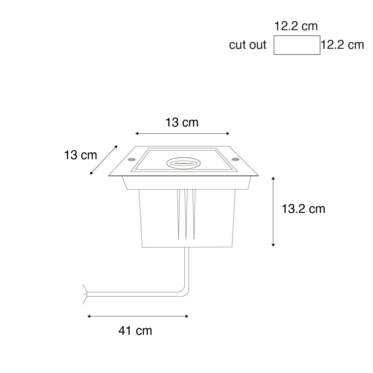 Qazqa moderne spot encastré au sol extérieur extérieure pour jardin - Oneon - noir, max. 50w, gu10, 13cm, IP65, carré - 3