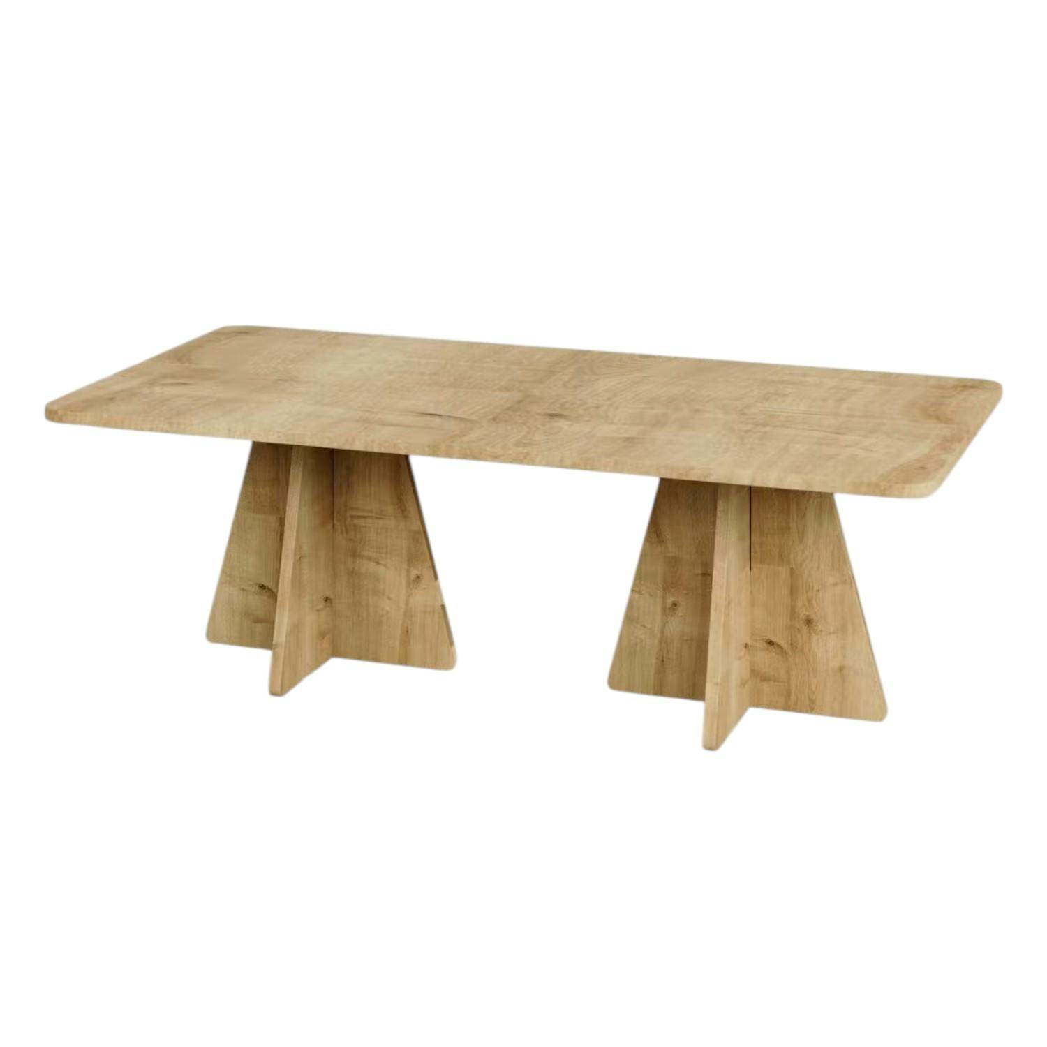 Table basse design effet chêne avec pieds trapèze MARFA - 5