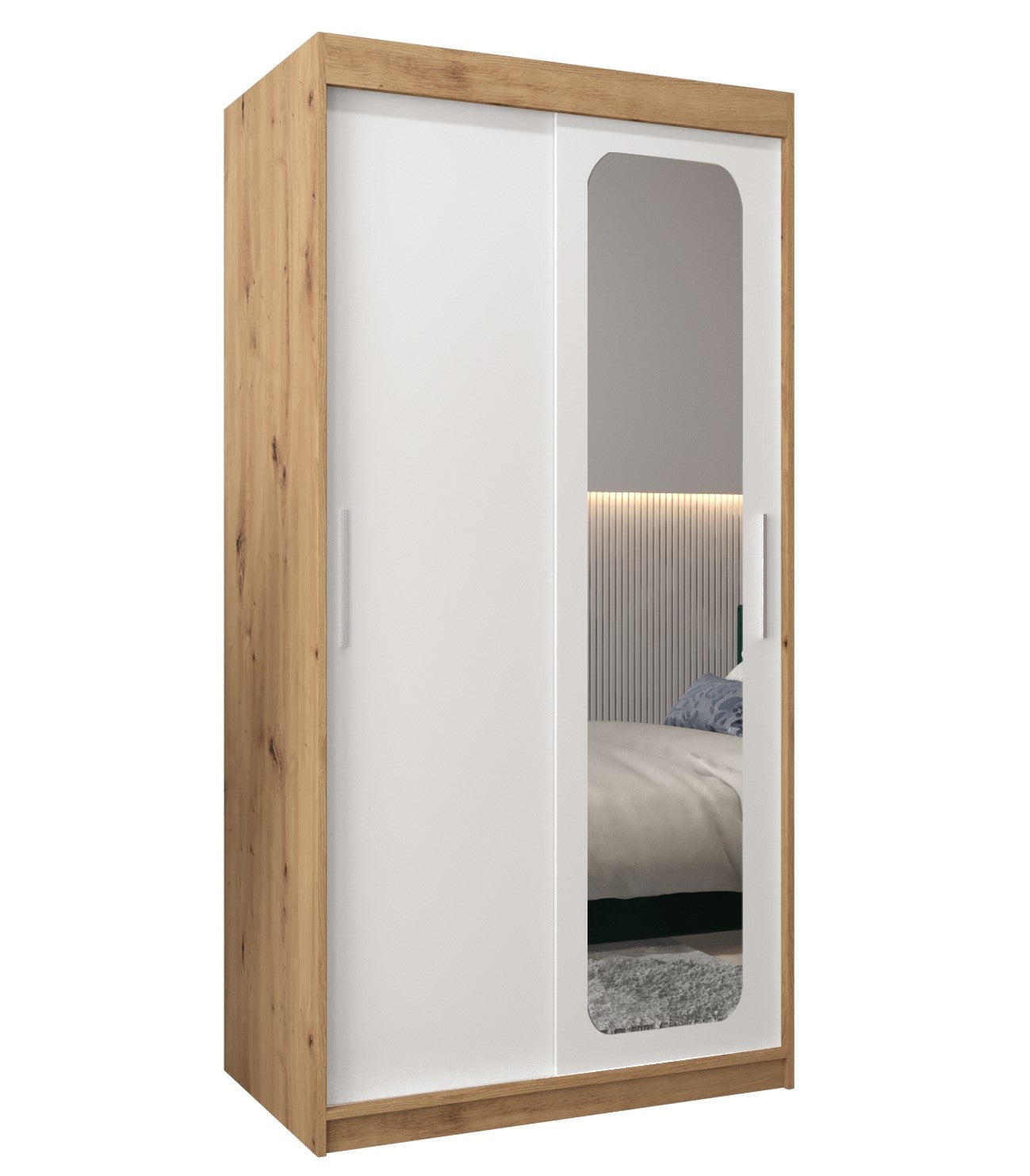 Szafa przesuwna garderoba PROMO T2 100 x 62 x 200 cm Artisan + Biały - Abiks Meble