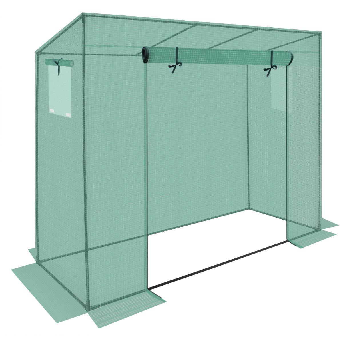 Szklarnia do pomidorów, ogórków 200x77x168-150 cm, zielona powłoka folia PE, konstrukcja stal