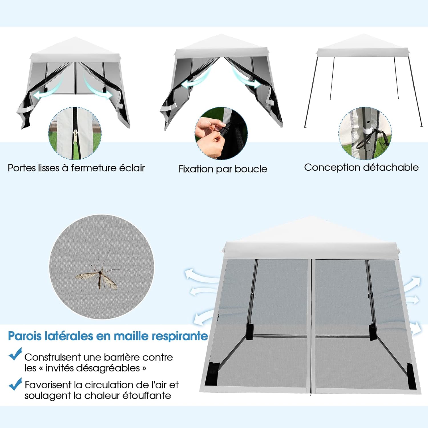 Tonnelle Pliante 3 M x 3 M Imperméable Protection UV (Blanc) - 8