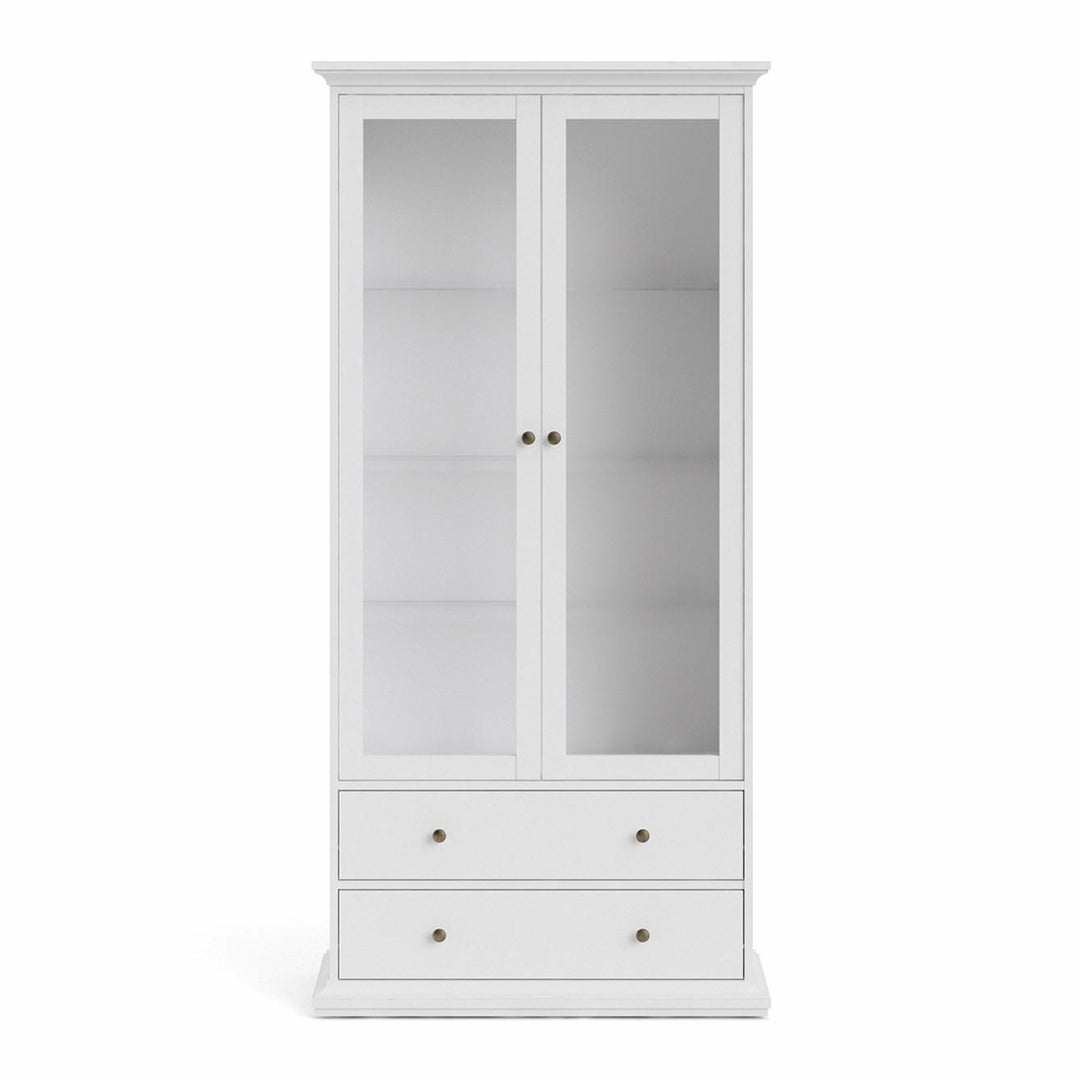 Venedig witryna 2-drzwiowa z 2 szufladami, szerokość 97 cm, wysokość 201 cm biel.
