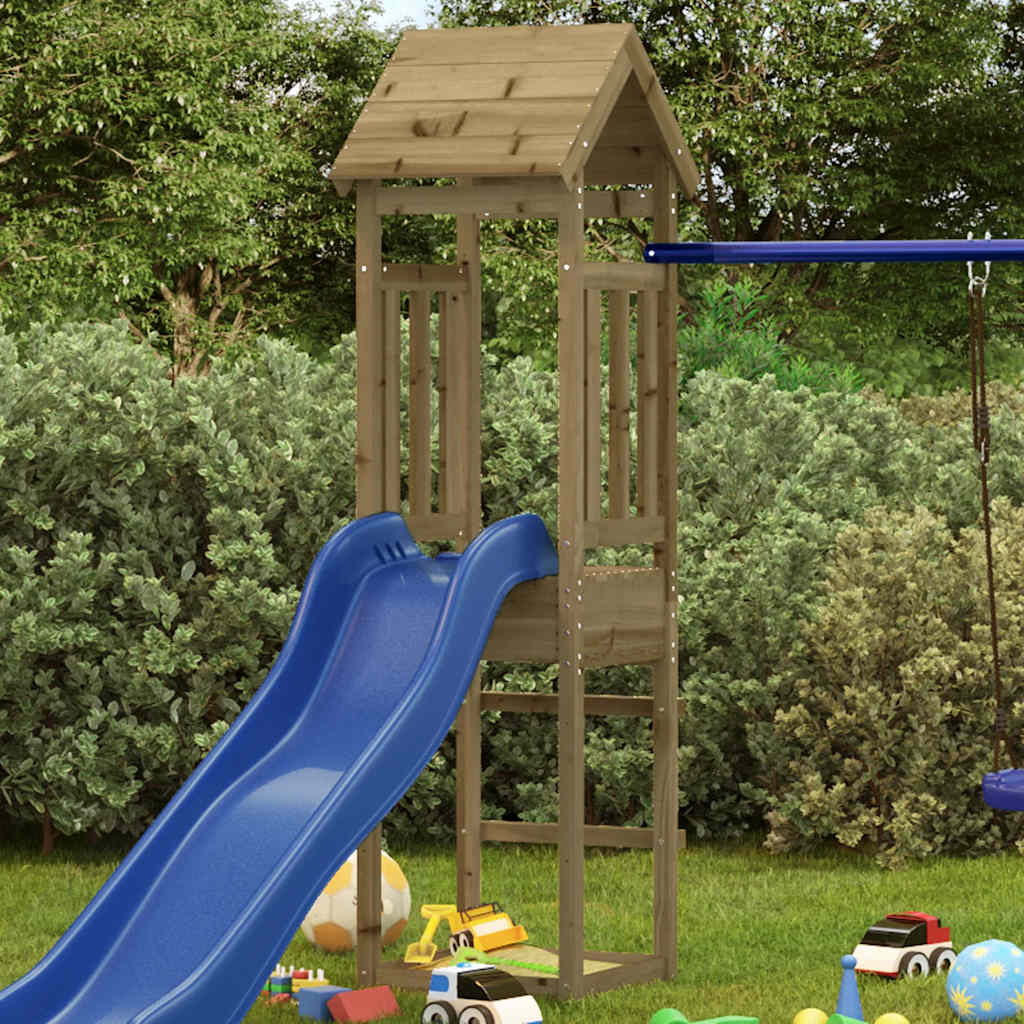 Torre de juegos madera pino impregnada 52,5x46,5x206,5 cm v4815 unico / marrón