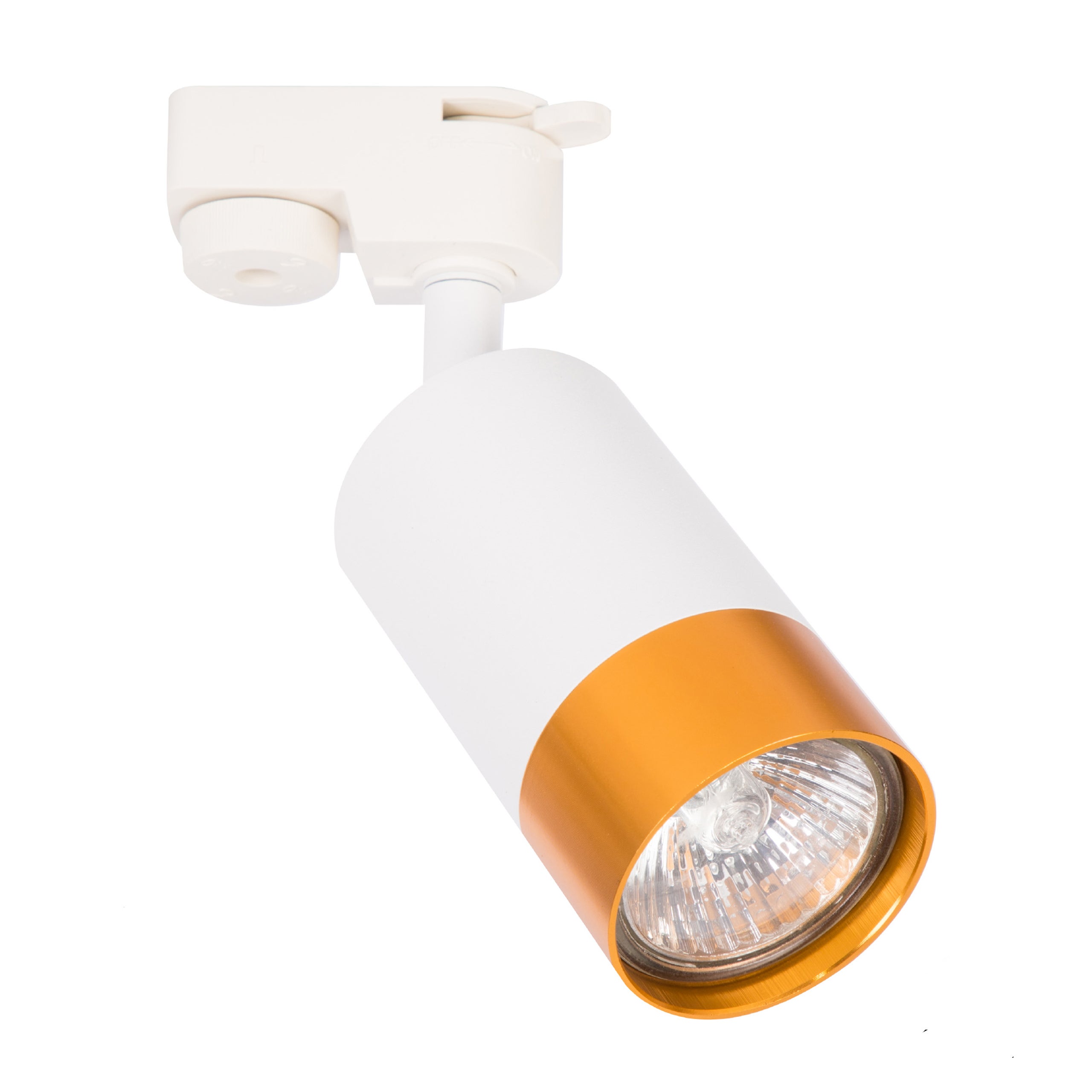Reflektor szynowy GU10 LED Klemens 1-fazowy IP20 ruchomy stylowy do salonu biało-złoty MasterLED