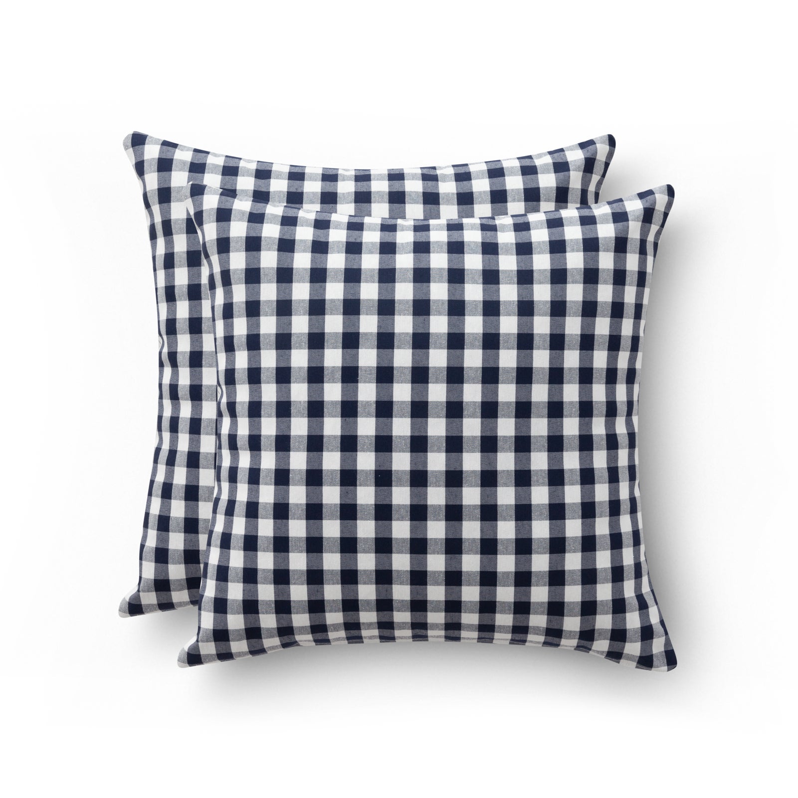 Pack 2 fundas cojín vichy a cuadros 45x45 - fundas cojín decorativas sofá con cremallera algodón transpirable y suave, color azul