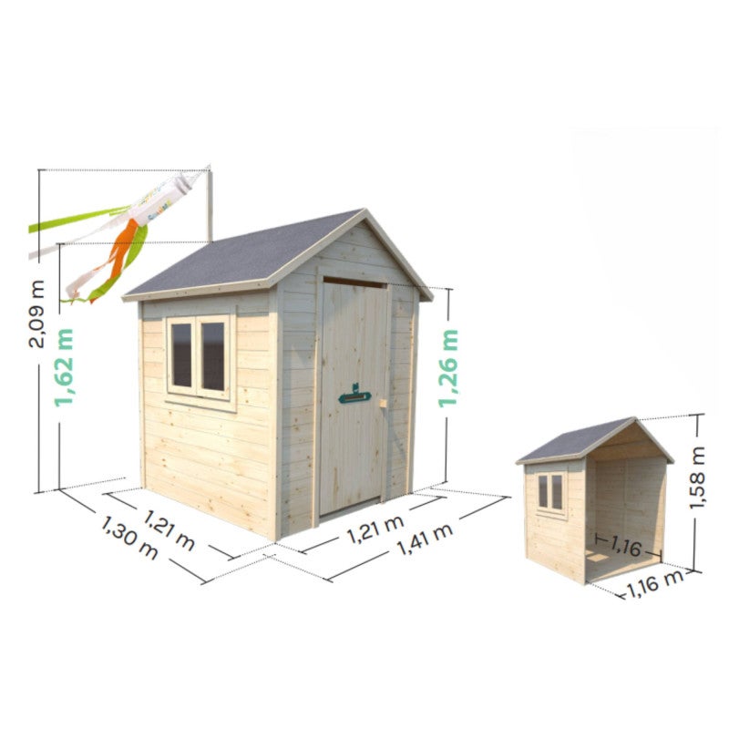 Cabane en bois avec fenêtre et boîte aux lettres GARANCE - 7