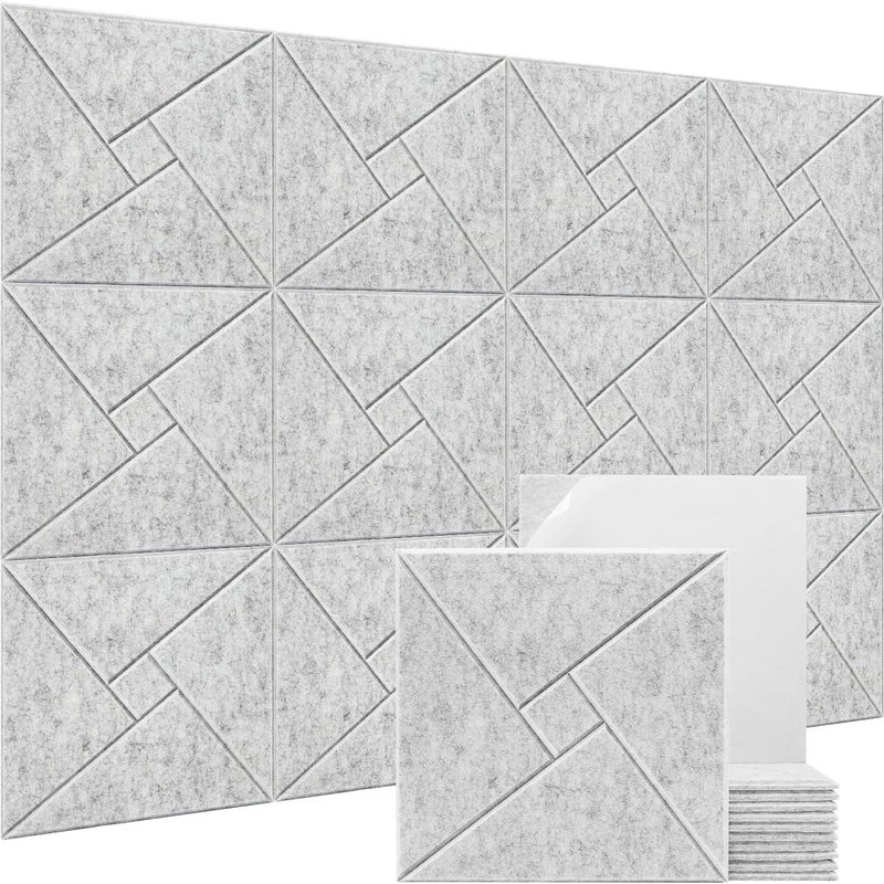 Zestaw 12 samoprzylepnych paneli akustycznych, paneli dźwiękochłonnych do ścian, panel z wysokiej gęstości poliesteru, 30 x 30 x 0,9 cm