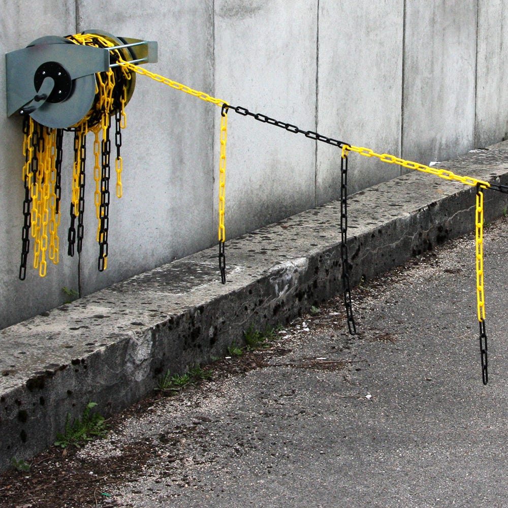 SWAWIS Chaîne Plastique Jaune Noir 15m 6mm - Chaîne De Signalisation Avec Crochets S
