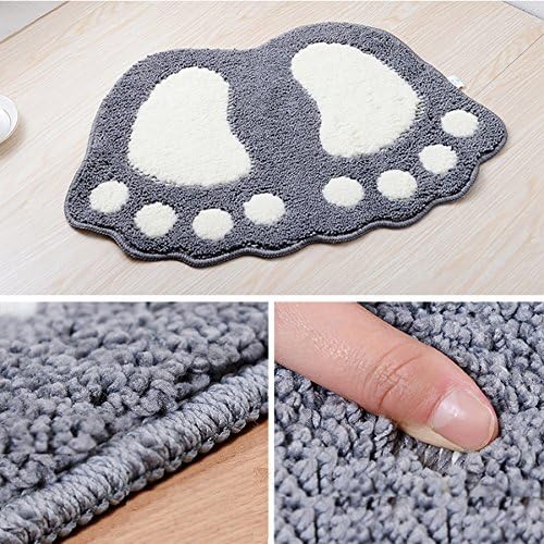 Tapis de salle de bain antidérapant, tapis de cuisine et de salle de bain, à motifs, doux et confortable, absorbant, coton, gris, moyen 60 x 40 cm - 3