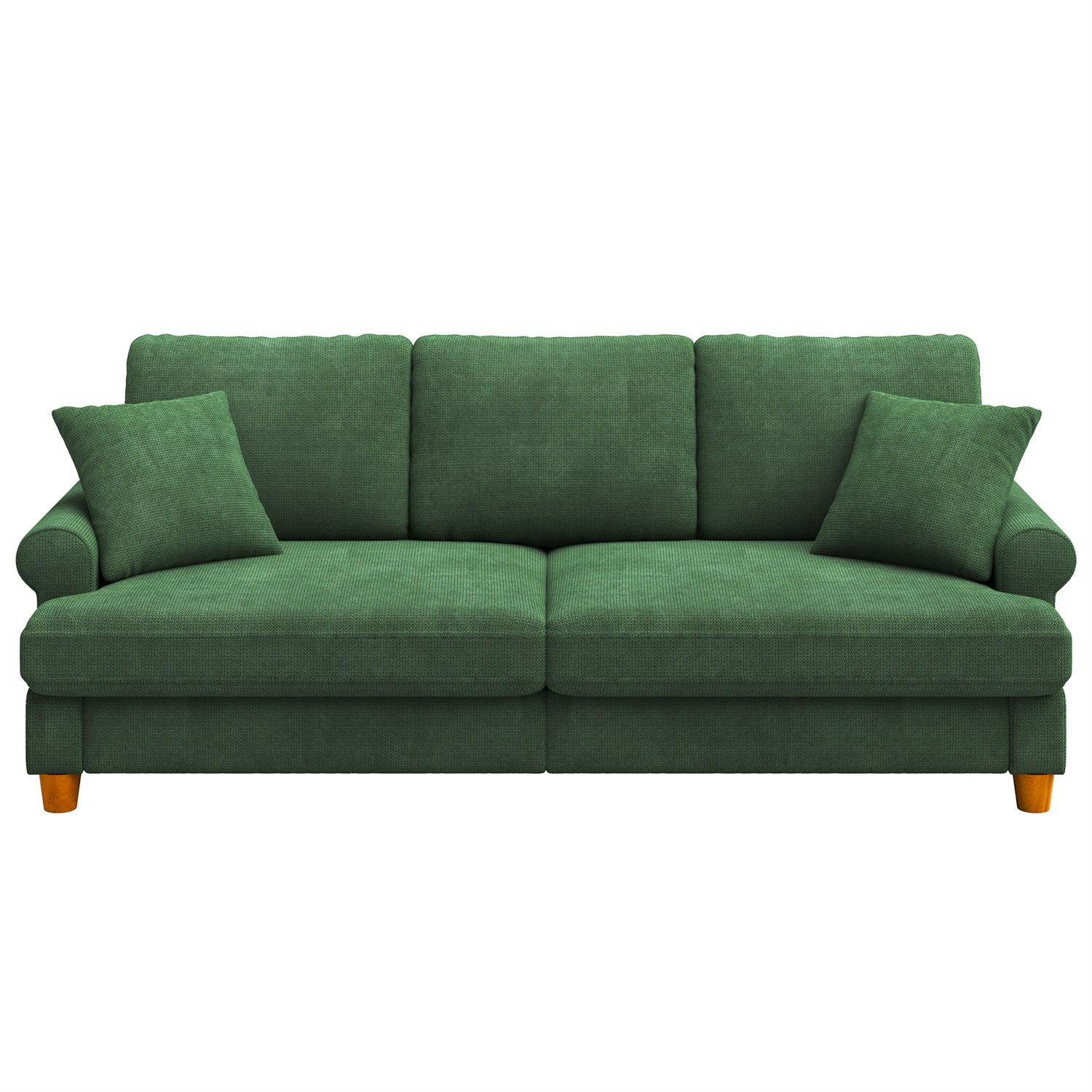 Grand Canapé 3 Places en Chenille Vert avec accoudoirs,coussins et oreillers,Canapé Scandinave pour le salon,220×74×86cm - 6