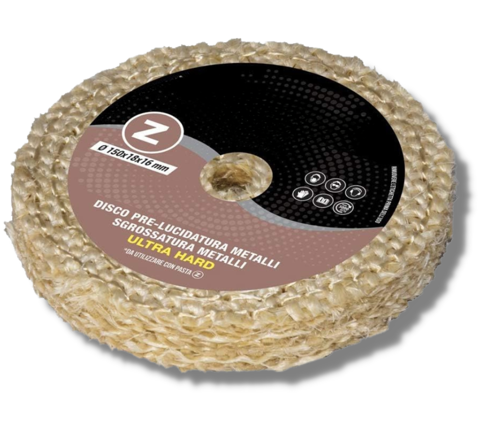 Disco Sisal Feltro DC150 Disco Di Cotone Per Lucidatura Metalli - Per Lucidare Alluminio, Acciaio Inox, Rame, Ottone Disco Lucidante Metalli - 4