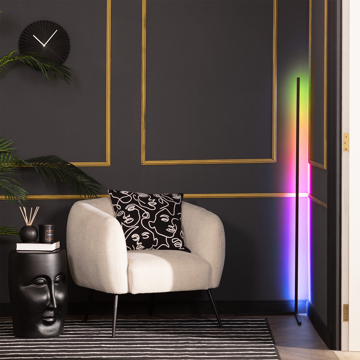 Lampadaire LED 20W RGBWW | Télécommande Dimable | 13 Modes de Couleur | Design Moderne pour Salon et Chambre | Éclairage Diffus, - 3