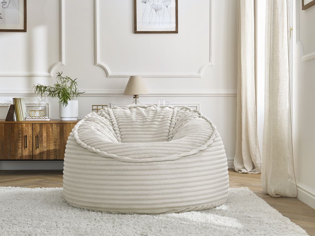 BOBOCHIC Pouf ultra moelleux SOCRATE gros côtelé doux Beige - 4