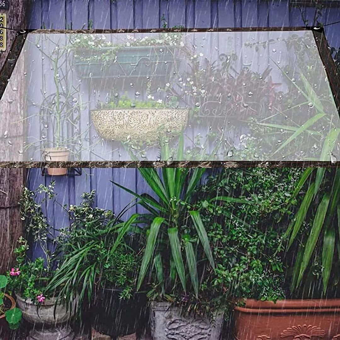 Bâche transparente imperméable multifonctionnelle, bâche en PE imperméable, résistante au vent, adaptée à une utilisation extérieure, 2 m x 4m - 5