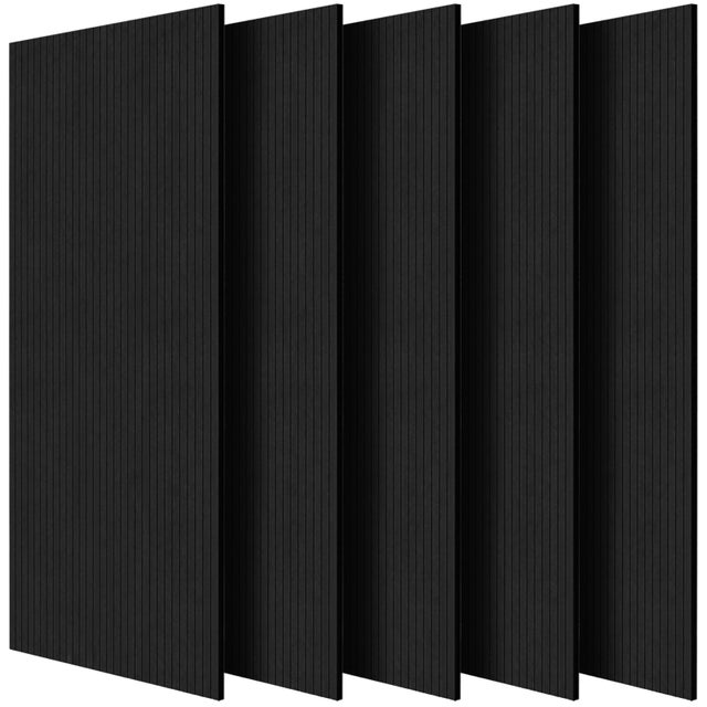 Panneau Acoustique SucceBuy, Lot 18, Mousse Murale Autocollante 120x60x1 cm, Panneaux Insonorisants en Fibre de Polyester Densite Elevee, Noir