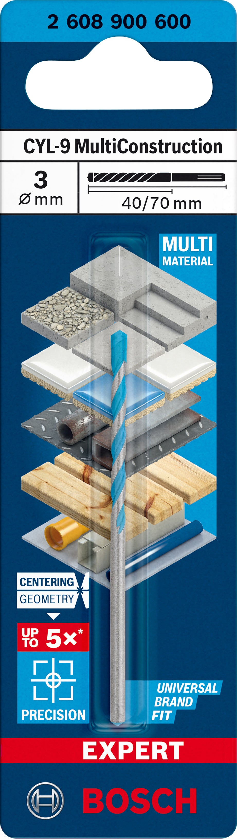 Conjunto de 5 Brocas Multiconstrucción Bosch CYL-9 3x40/70 mm | Leroy ...