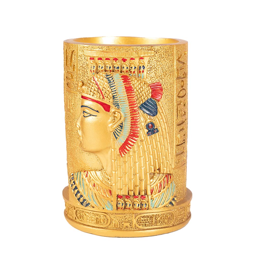 Portapenne Egiziano Decorativo - Vaso Per Matite Stile Antico Egitto Con Geroglifici, Idea Regalo Originale