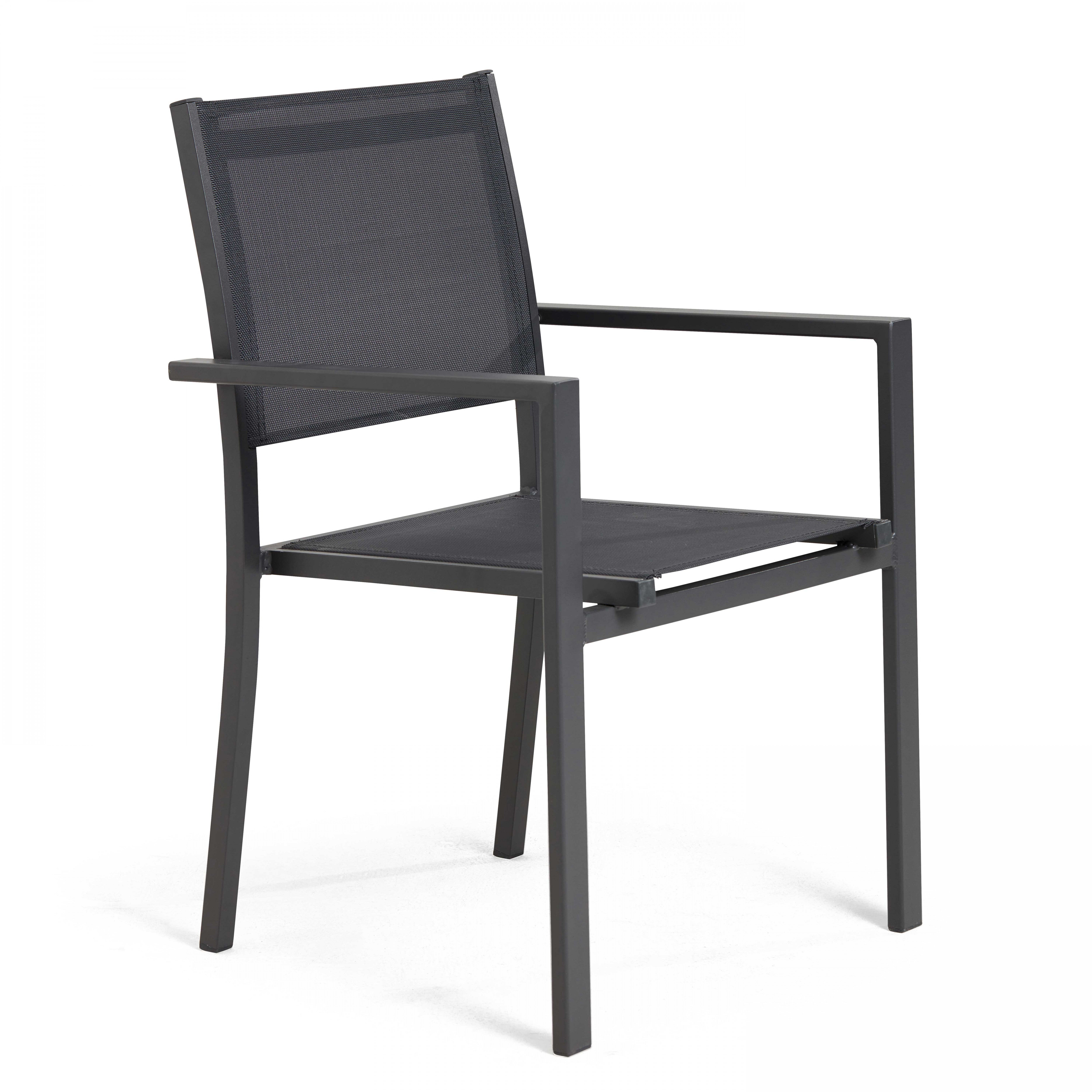 Fauteuil de jardin aluminium et textilène gris - 2