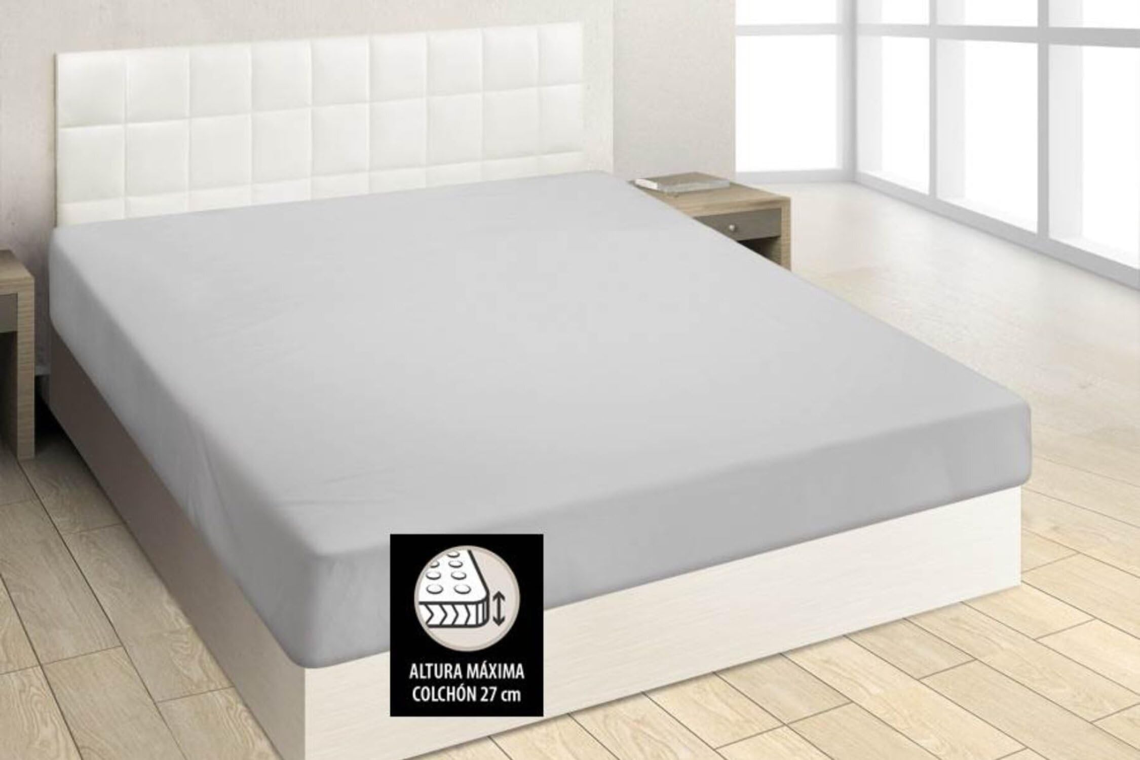 Burrito Blanco Lenzuolo con angoli A8 | Lenzuolo in cotone 100% | Lenzuola con angoli 150 x 190/200 cm | Colore Grigio - 3